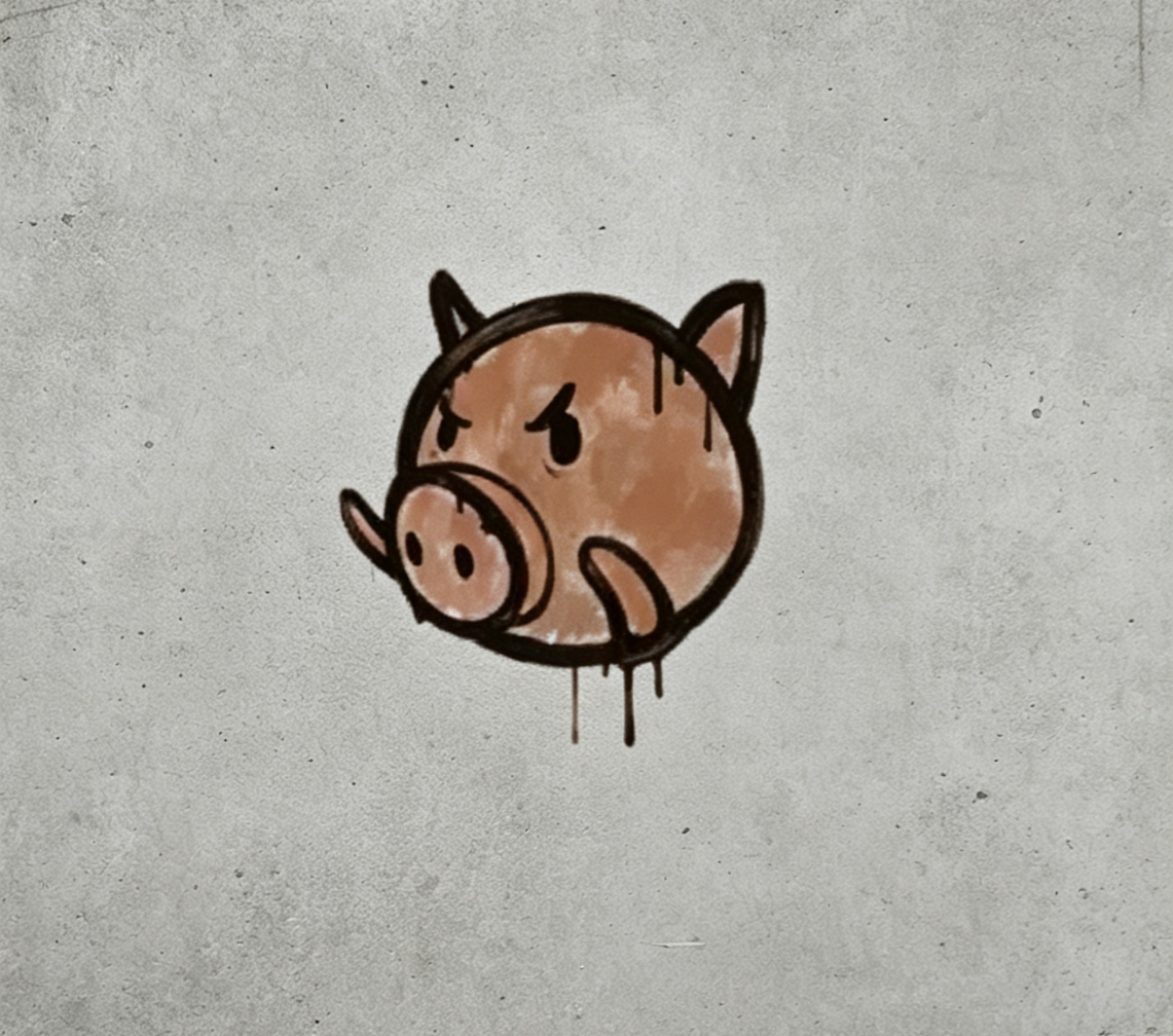 封装的涂鸦 | 猪 (黄褐)
